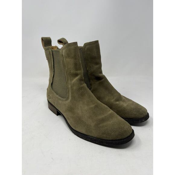 UGG Hillhurst Chelsea Boot Suede Leather Ankle Boots Flats Women 8.5 Moss‎ Green - Picture 1 of 7